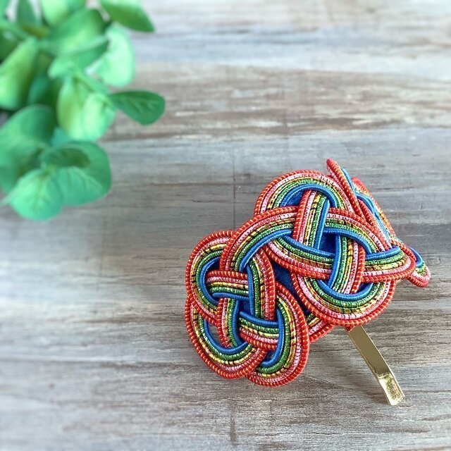 水引【ケニアの風】ポニーフック 和風 カラフル アフリカ レインボー キラキラ