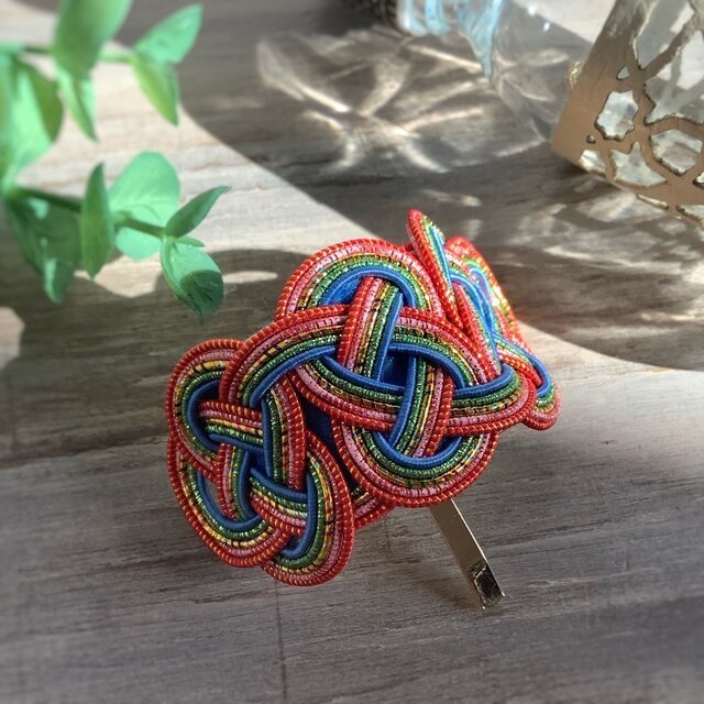 水引【ケニアの風】ポニーフック 和風 カラフル アフリカ レインボー キラキラ