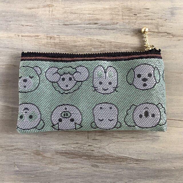 【動物園】畳縁 ぺたんこ ミニポーチ カードケース 小銭入れ 和風 ミント アニマル