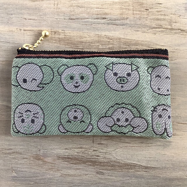 【動物園】畳縁 ぺたんこ ミニポーチ カードケース 小銭入れ 和風 ミント アニマル