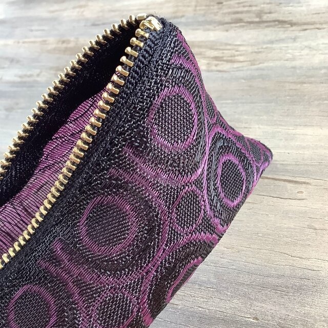 【ハロウィンドーナツ】畳縁 テトラ型 ペンケース 和風 紫 黒 葡萄 リング まる