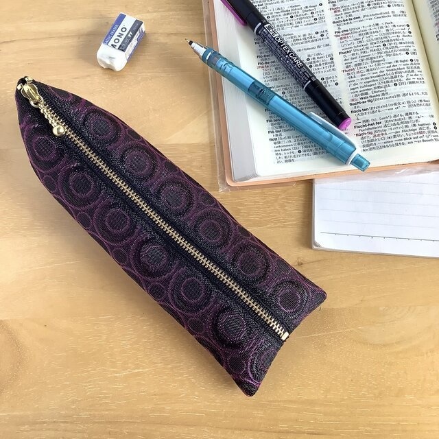 【ハロウィンドーナツ】畳縁 ぺたんこ ミニポーチ カードケース 小銭入れ 和風 和風 紫 黒 リング 葡萄 ベリー まる