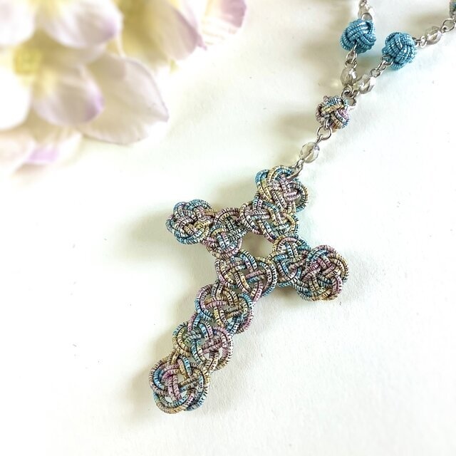 水引 ミニロザリオ 十字架 クロス なないろ レインボー