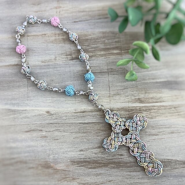 水引 ミニロザリオ 十字架 クロス なないろ レインボー