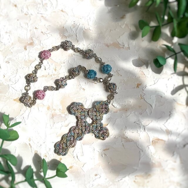 水引 ミニロザリオ 十字架 クロス なないろ レインボー