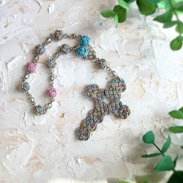 水引 ミニロザリオ 十字架 クロス なないろ レインボー