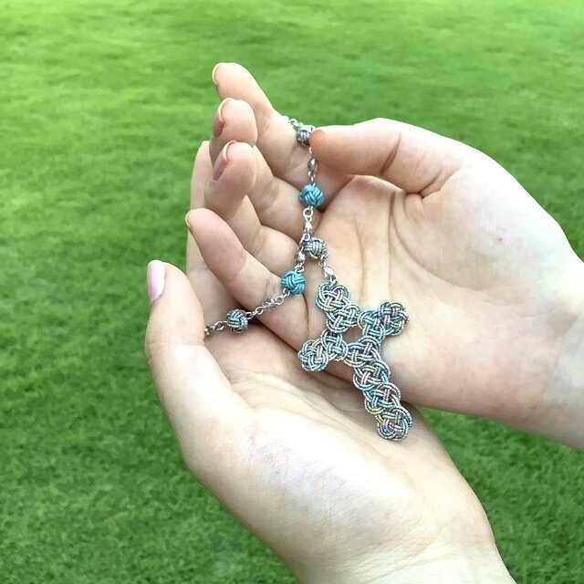 水引 ミニロザリオ 十字架 クロス なないろ レインボー