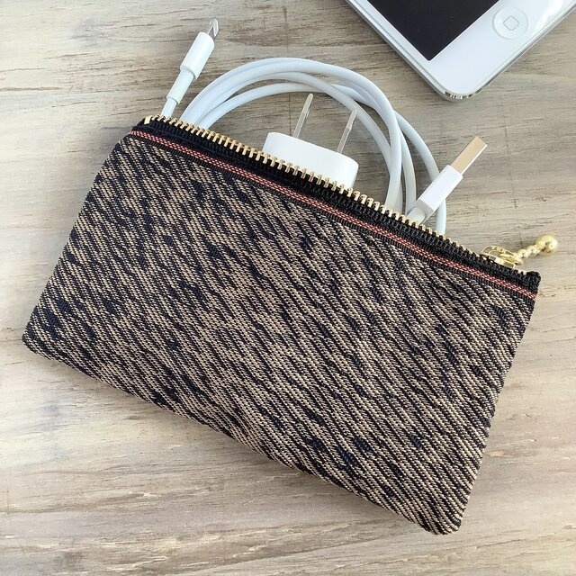 【ストリングス】畳縁 テトラ型 ペンケース 茶色 黒 おうち時間