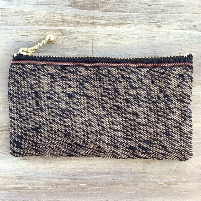 【ストリングス】畳縁 ぺたんこ ミニポーチ カードケース 小銭入れ 和風 茶色 黒 音楽