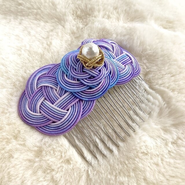 オリジナル染色水引使用 水引製【ゆかり】紫陽花色 紫 ヘアコーム