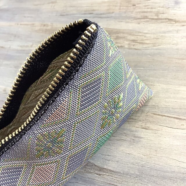 【冬の朝】畳縁 テトラ型 ペンケース 和風 ニュアンスカラー 菱形 花菱