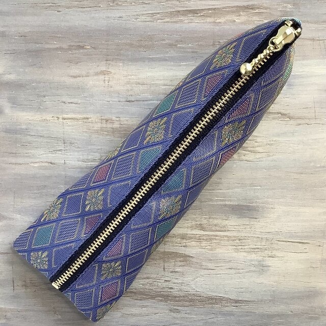 【秋の気配】畳縁 テトラ型 ペンケース 和風 ニュアンスカラー 菱形 花菱