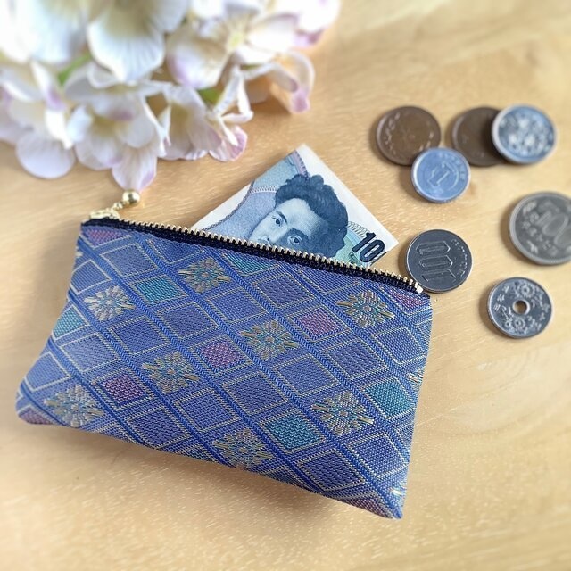 【秋の気配】畳縁 テトラ型 ペンケース 和風 ニュアンスカラー 菱形 花菱