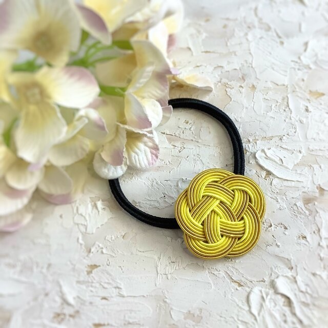 【キンポウゲ】水引 お花 ヘアゴム 黄色