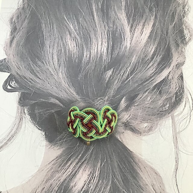 水引【四季の移ろい】ポニーフック 和風 カラフル 個性的 グリーン 臙脂