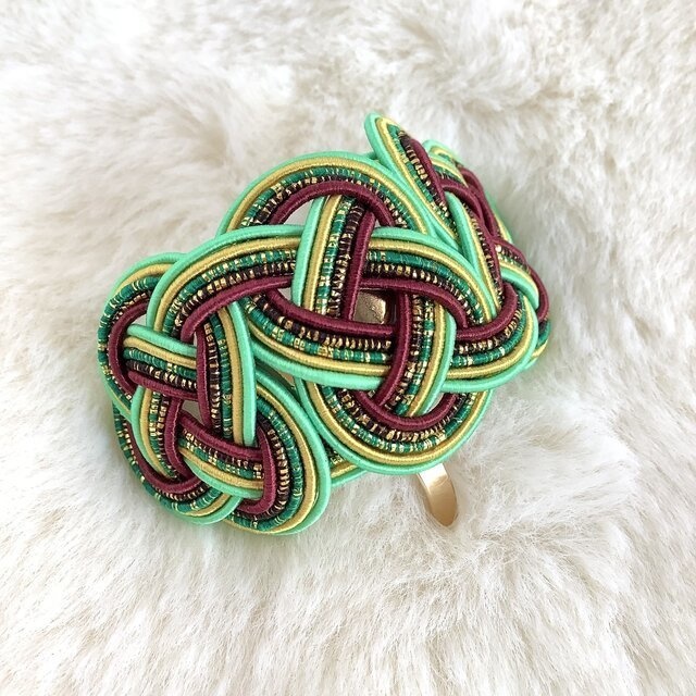 水引【四季の移ろい】ポニーフック 和風 カラフル 個性的 グリーン 臙脂