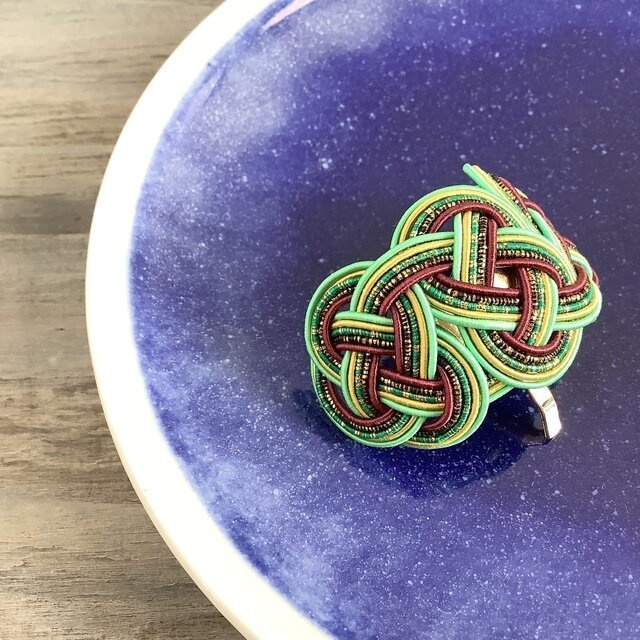 水引【四季の移ろい】ポニーフック 和風 カラフル 個性的 グリーン 臙脂