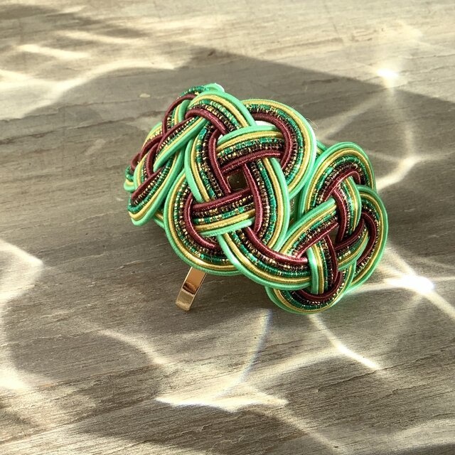 水引【四季の移ろい】ポニーフック 和風 カラフル 個性的 グリーン 臙脂