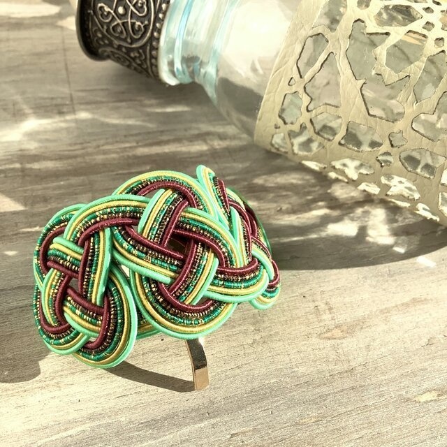 水引【四季の移ろい】ポニーフック 和風 カラフル 個性的 グリーン 臙脂