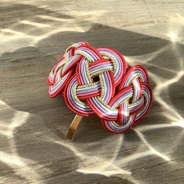 水引【朝焼け空】ポニーフック 和風 カラフル 個性的 赤 水色