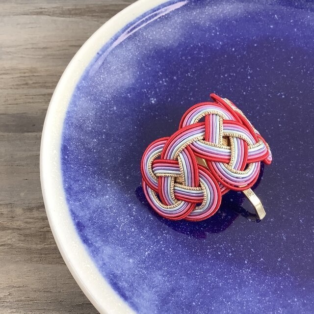 水引【朝焼け空】ポニーフック 和風 カラフル 個性的 赤 水色