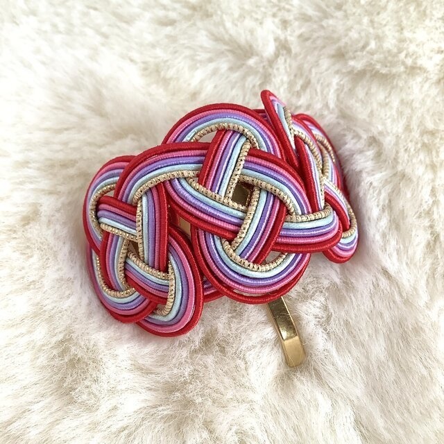 水引【朝焼け空】ポニーフック 和風 カラフル 個性的 赤 水色