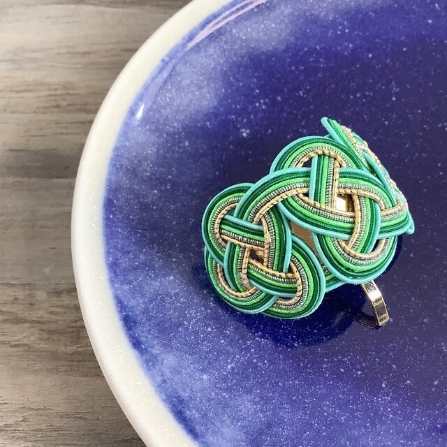 水引【若竹】ポニーフック 和風 カラフル 個性的 グリーン 金