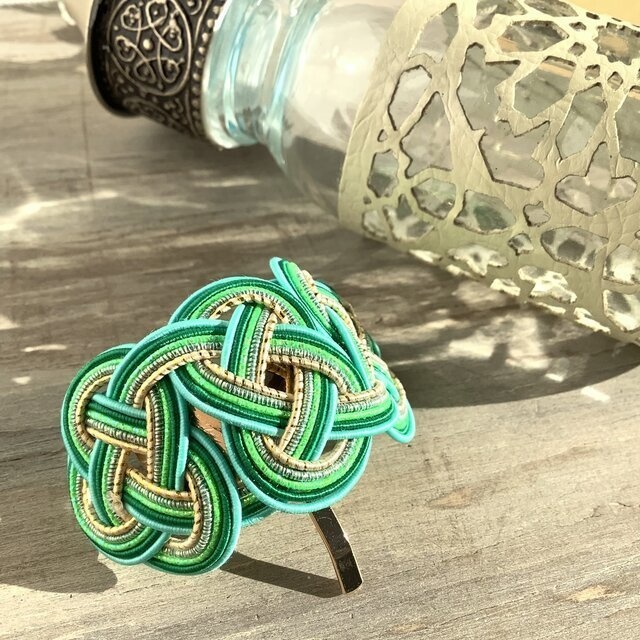 水引【若竹】ポニーフック 和風 カラフル 個性的 グリーン 金