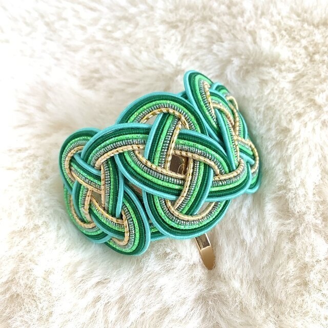 水引【若竹】ポニーフック 和風 カラフル 個性的 グリーン 金