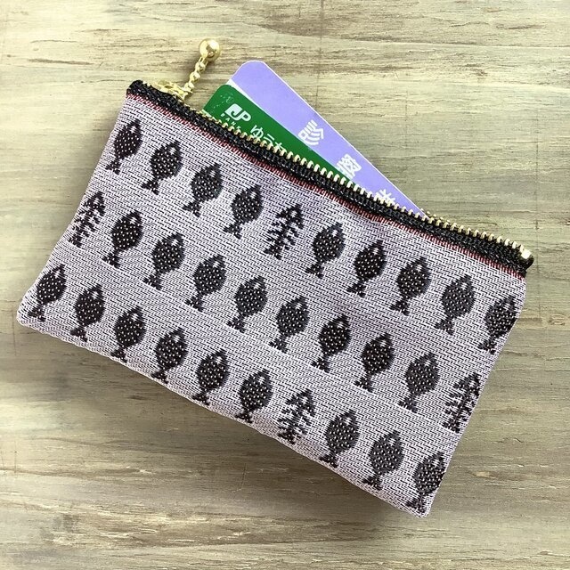 【お魚】畳縁 ポーチ サニタリーケース 和風 灰桜 ピンク