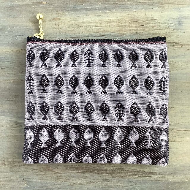 【お魚】畳縁 ポーチ サニタリーケース 和風 灰桜 ピンク