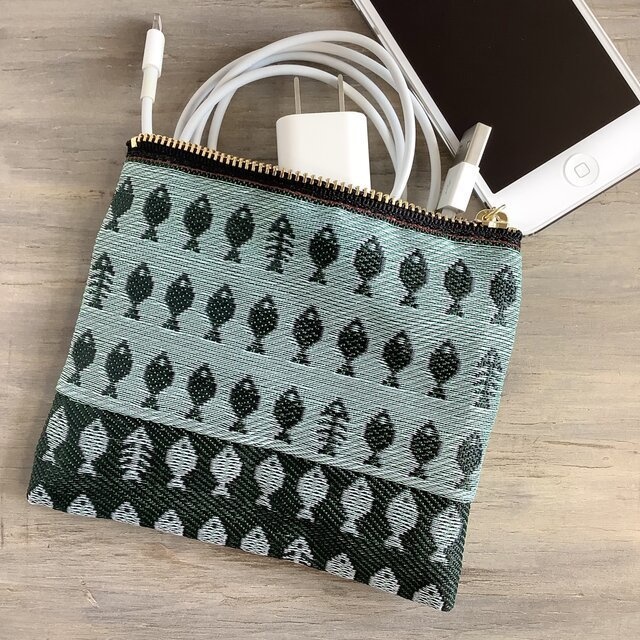 【お魚】畳縁 ポーチ サニタリーケース 和風 よもぎ 緑