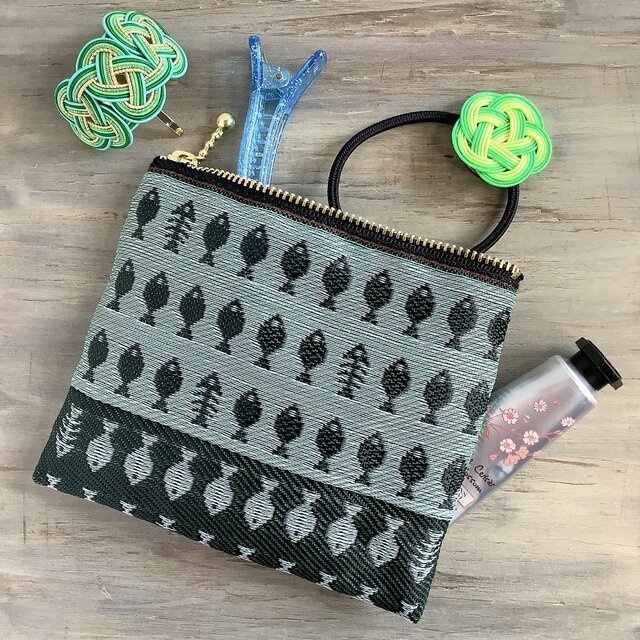 【お魚】畳縁 ポーチ サニタリーケース 和風 よもぎ 緑