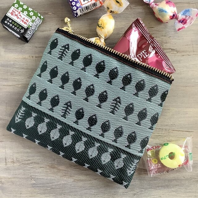 【お魚】畳縁 ポーチ サニタリーケース 和風 よもぎ 緑