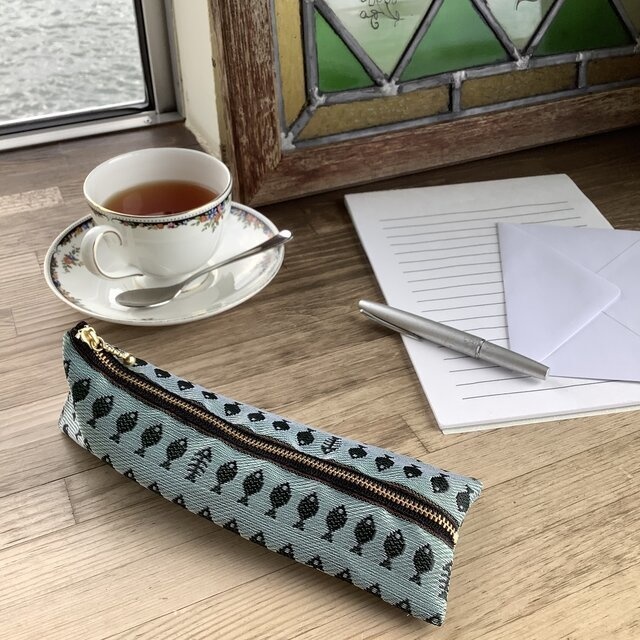 【お魚】畳縁 ポーチ サニタリーケース 和風 よもぎ 緑