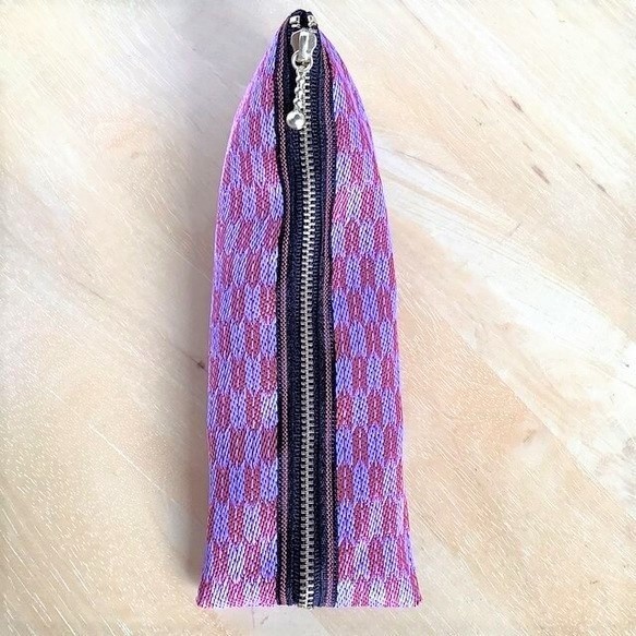 【矢羽】畳縁 テトラ型 ペンケース 縁起物 矢絣 赤 紫 はいからさん