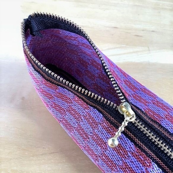 【矢羽】畳縁 テトラ型 ペンケース 縁起物 矢絣 赤 紫 はいからさん