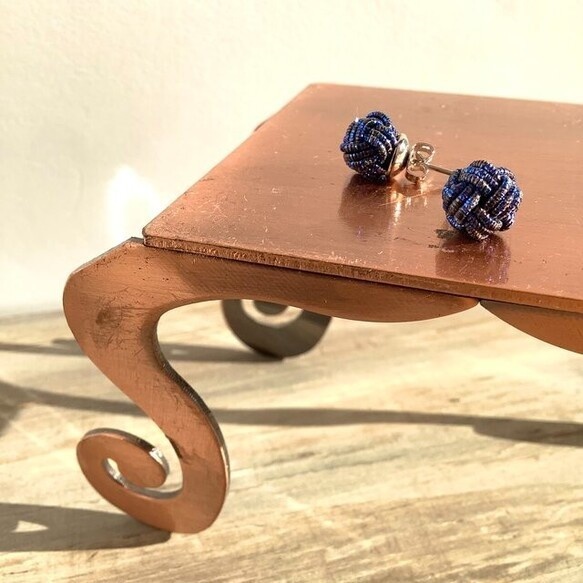 水引製【メタリックブルー】ピアス 宇宙色 和風 大人可愛い 青 紺