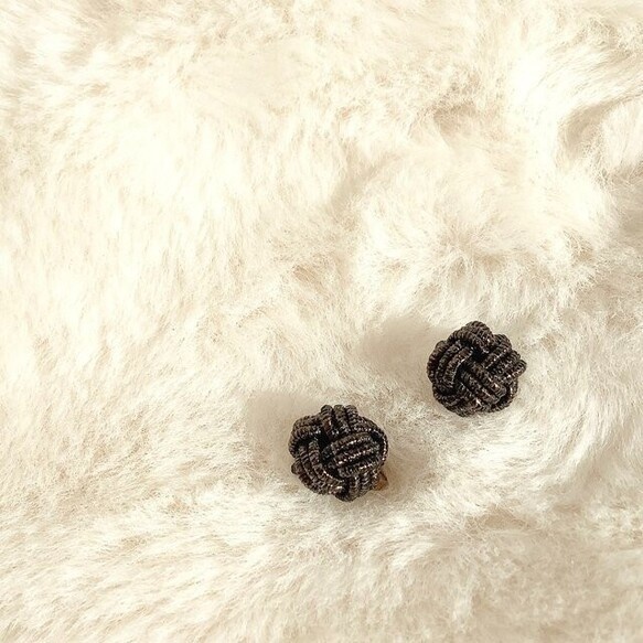 水引製【メタリックブラウン】ピアス 銅色 和風 大人可愛い 秋 こげ茶