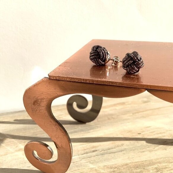 水引製【メタリックブラウン】ピアス 銅色 和風 大人可愛い 秋 こげ茶