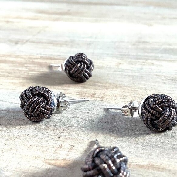 水引製【メタリックブラウン】ピアス 銅色 和風 大人可愛い 秋 こげ茶