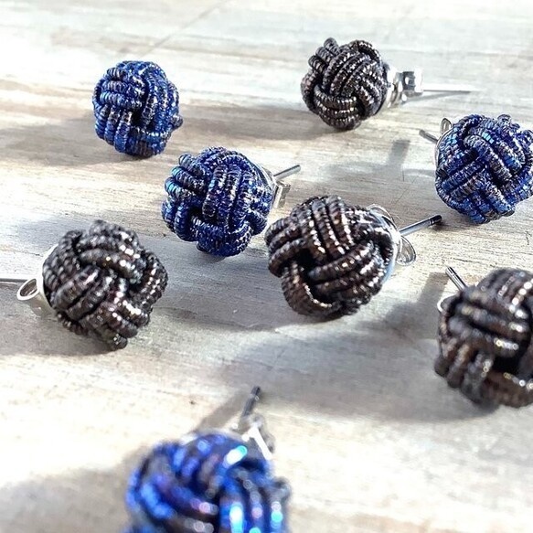 水引製【メタリックブラウン】ピアス 銅色 和風 大人可愛い 秋 こげ茶