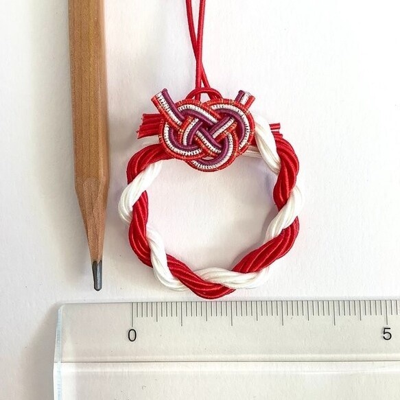 水引 ミニリース 正月飾り ミニチュア フィギア・ドールハウスに! 紅白