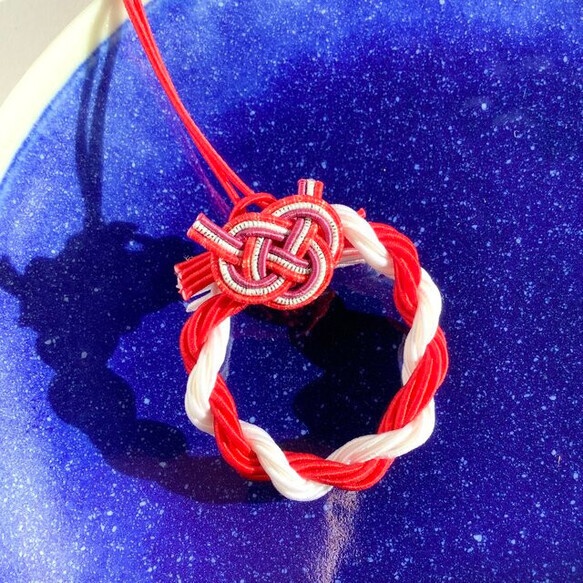 水引 ミニリース 正月飾り ミニチュア フィギア・ドールハウスに! 紅白