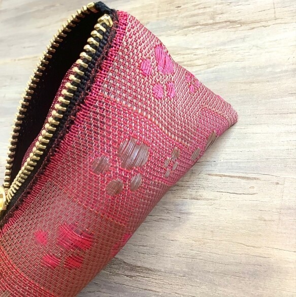 【肉球】畳縁 テトラ型 ペンケース 赤 犬 猫 足あと