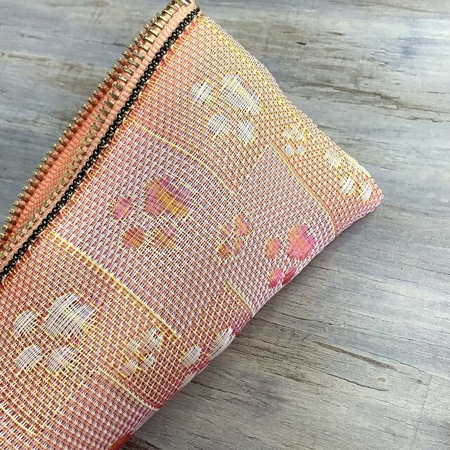 【肉球】畳縁 テトラ型 ペンケース ピンク オレンジ 犬 猫 足あと