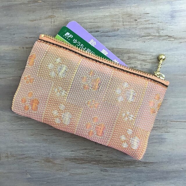 【肉球】畳縁 ぺたんこ ミニポーチ カードケース 小銭入れ 足あと ピンク オレンジ 犬 猫