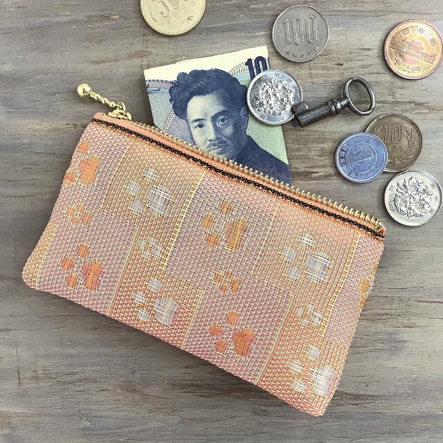 【肉球】畳縁 ぺたんこ ミニポーチ カードケース 小銭入れ 足あと ピンク オレンジ 犬 猫