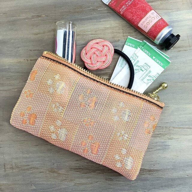 【肉球】畳縁 ぺたんこ ミニポーチ カードケース 小銭入れ 足あと ピンク オレンジ 犬 猫