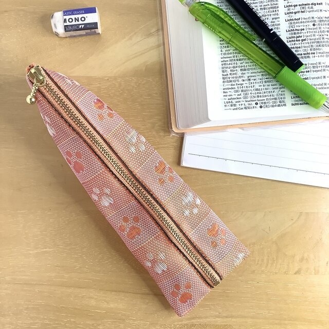 【肉球】畳縁 ぺたんこ ミニポーチ カードケース 小銭入れ 足あと ピンク オレンジ 犬 猫